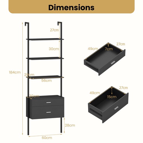 Tier ladder bookcase 184cm - ladder,