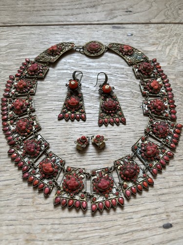 Vintage tibetan coral glass - vintage,