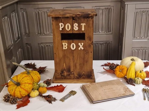 Wooden wedding post box with - wooden,