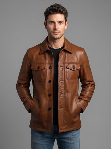 Men brown genuine - genuine, leather