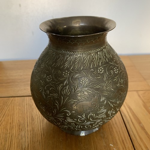 Vintage brass vase floral - brass, &
