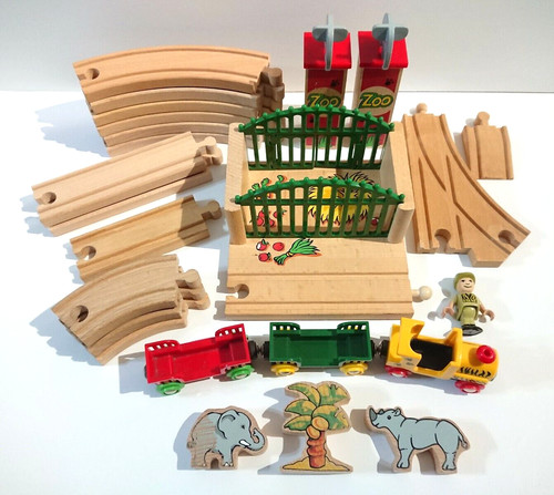 Wooden railway train - train, genuine