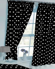 Polka dot black curtains - polka,