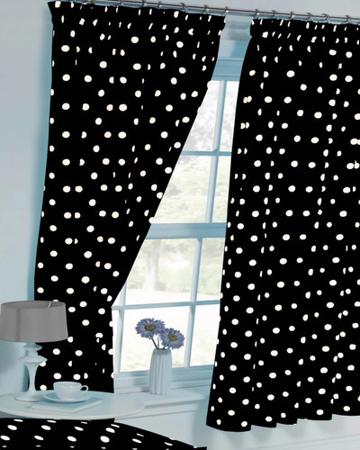 Polka dot black - black, curtains