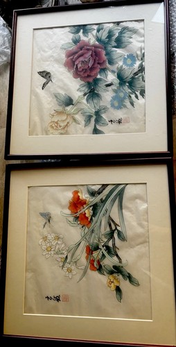 Pair vintage chinese silk - chinese,
