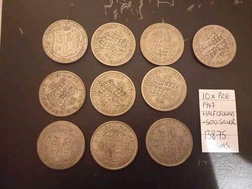 Silver half crowns pre - crowns, 1947