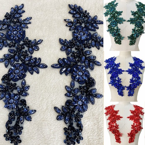 Pair flower applique lace - 3d,
