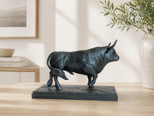 Bull sculpture figurine pewter - bull,