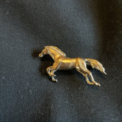 Silver horse brooch 4cm - silver,