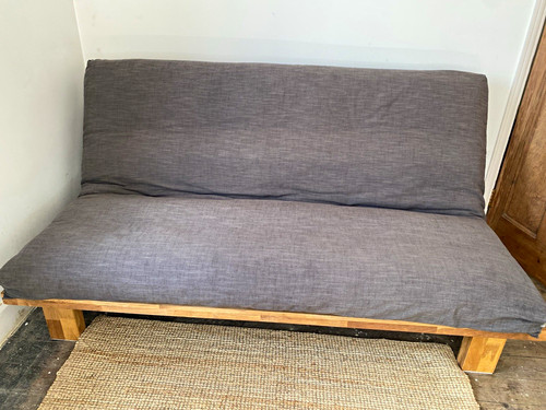 Grey convertible futon sofa - convertible,