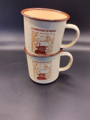 Vintage enamel cups quimper - vintage,