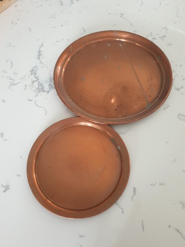 Vintage heavy copper trays - x,
