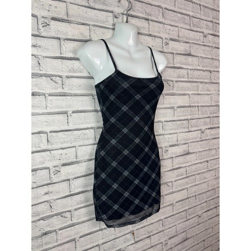 Plaid mesh mini dress xs - mini,
