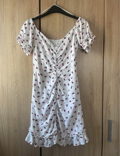 Zara white floral ruched - floral, mini