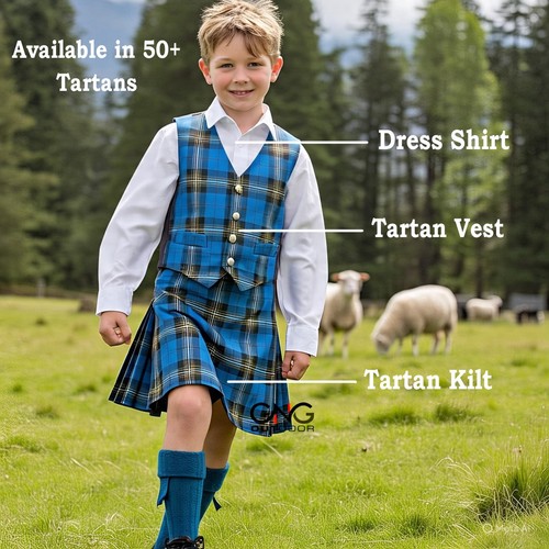 Scottish boy vest kilt outfit - scottish,