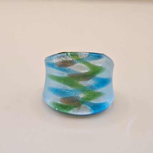 Chunky glass ring blue - ring, green