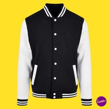 Men's Baseball Varsity College Jacket, Black/White, UK XL (EU 56 | US XL)