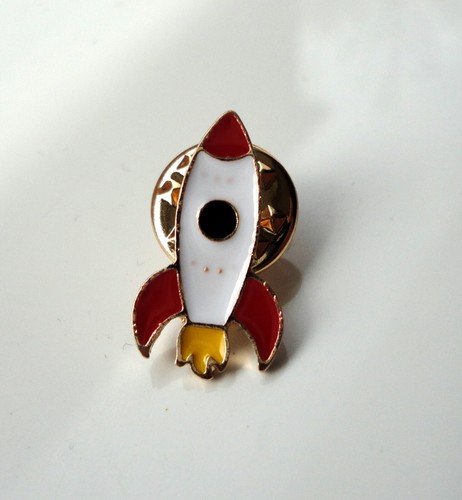 Retro space rocket lapel - retro,