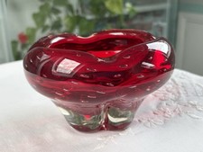 Whitefriars Art Glass Ruby Red Lobed  Bowl 14cm W 9cm H Geoffrey Baxter 9409