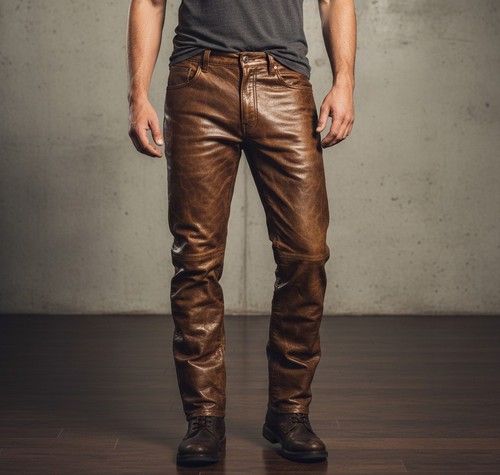 Men brown distressed - distressed, lambskin