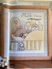 Teddy Bear Rainbow Mobile New Baby Birth Sampler Cross Stitch Chart