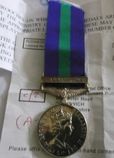 EIIR CAMPAIGN GENERAL SERVICE MEDAL CANAL ZONE CLASP TO BARNES RASC BOXED SLIPS