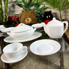 Vintage IKEA KALAS 20 PIECE CERAMIC CHILDS DINNER SERVICE White Dolls 272.038.10