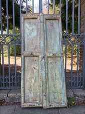 Antique Indian shutter doors solid wood traditional Green