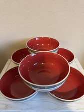 Whittard Of Chelsea X 6 Striped Bowls Multicoloured 15cm Set - Red Grey Lilac