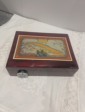 Vintage Savinelli Humidor – Italian Craft, Map Theme. Beautiful Laquered Wood.
