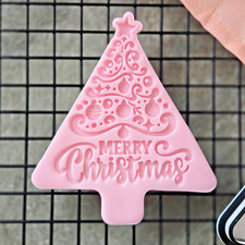 Merry Christmas Tree Cookie Cutter & Fondant Embosser | Ornament Pattern Biscuit