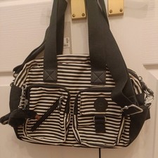 Kipling Defea Bag In blue and cream stripe. new