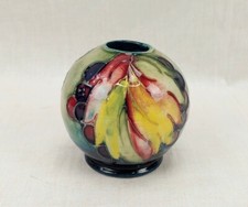 1930 Moorcroft Leaf And Berry Pattern Squat Ball Vase