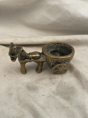 Vintage brass donkey and cart - vintage,