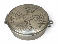 Vintage Silver Plated Ecclesiastical Pyx Box - Canterbury Cross Design