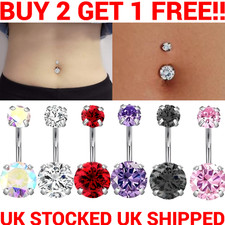 Belly Bar Navel Clawset Crystal Double Gem Barbell Labret Bars Tragus Piercing