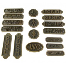 Antique Brass Wall Signs Cast
