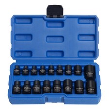 17Pcs 3/8" & 1/2" Drive Impact E-Torx Socket Set E5 to E24 E Torx Female Socket