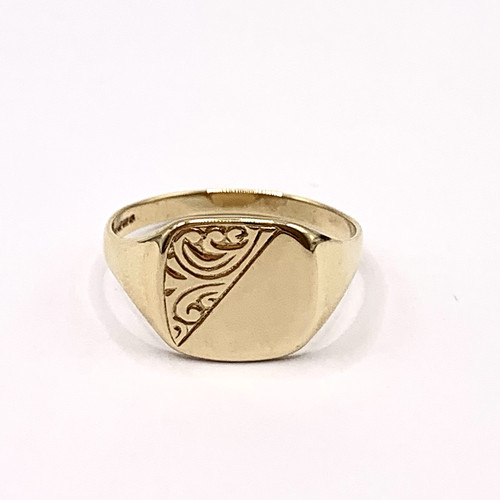 Signet 9ct gold ring gents - 9ct,