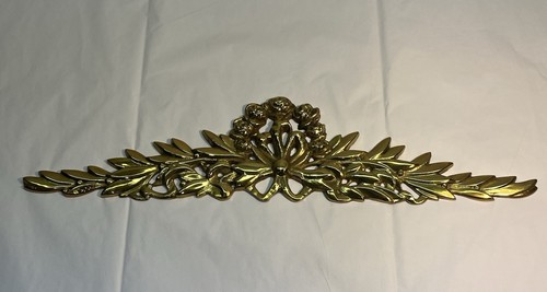 Vintage ornate brass pediment - vintage,