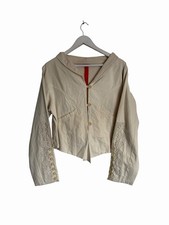 Ewa I Walla Jacket Cotton Cream Lace Button Sleeves Thick Lagenlook Size M 10 12