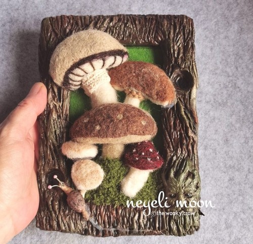 Woodland artwork needle felted - woodland,