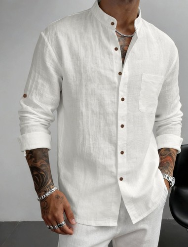 Mens linen blend henley - blend,
