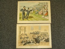 15 x Original 19th Century  Mounted Political Cartoons-  Thames Hospice
