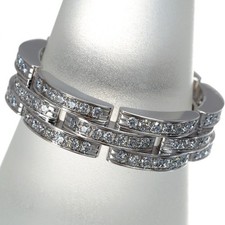 Auth Cartier Ring Diamond Maillon Panthere 3-row Full Eternity EU61 18K WG