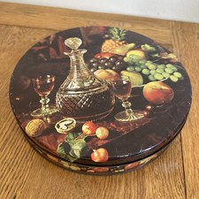 Vintage Round Confectionery Tin-Peek Frean Biscuits-Port/Wine/Fruit design  