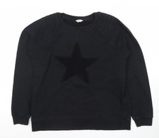 Hush Womens Black Star Pullover Sweatshirt M Cotton Blend