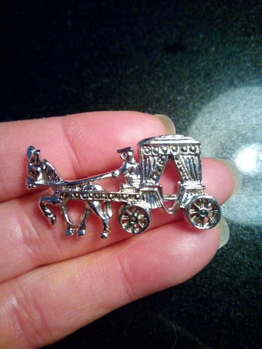 Silver tone marcasite pony - silver,