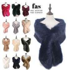 Women's Winter Fluffy Faux Fur Scarf Neck Warmer Wrap Large Collar Shawl Stole