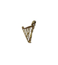 9ct vintage harp charm . small